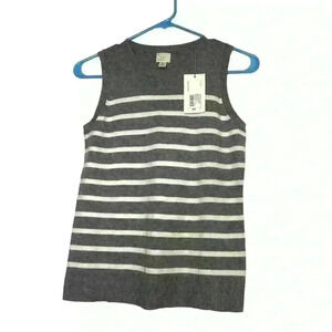 A new day grey/white striped SOFT cotton crew neck fall sweater tank SZ-XS